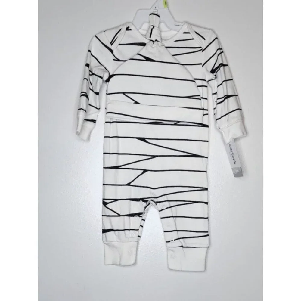 CARTER’s MUMMY TODDLER HALLOWEEN ONE PIECE OUTFIT WITH HAT 3 or 6 Months New - Picture 3 of 8
